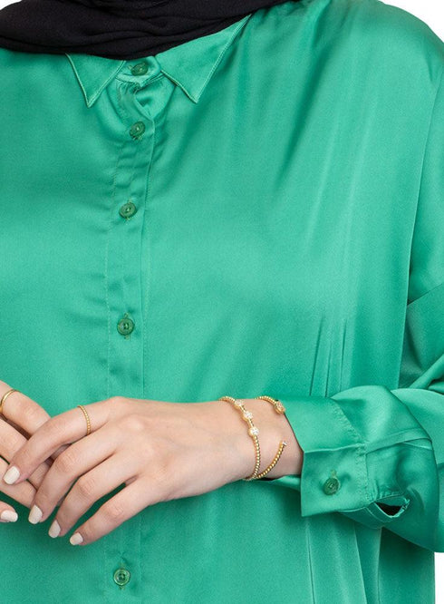 Green Satin Blouse - Khotwh